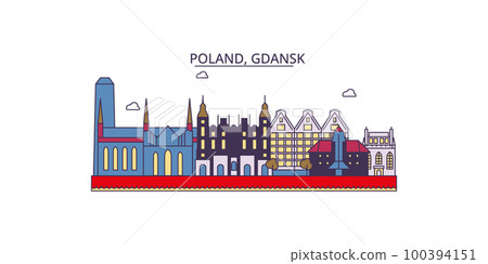 Poland, Gdansk tourism landmarks, vector city travel illustration 100394151
