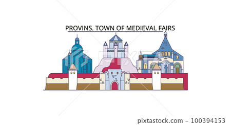 France, Provins tourism landmarks, vector city travel illustration France, Provins tourism landmarks, vector city travel illustration 100394153
