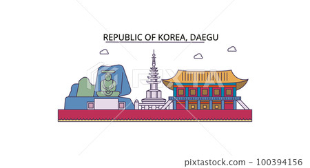South Korea, Daegu tourism landmarks, vector city travel illustration 100394156
