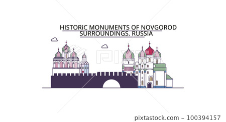 Russia, Novgorod tourism landmarks, vector city travel illustration Russia, Novgorod tourism landmarks, vector city travel illustration 100394157