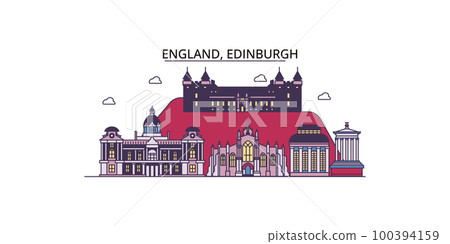 United Kingdom, Edinburgh tourism landmarks, vector city travel illustration 100394159