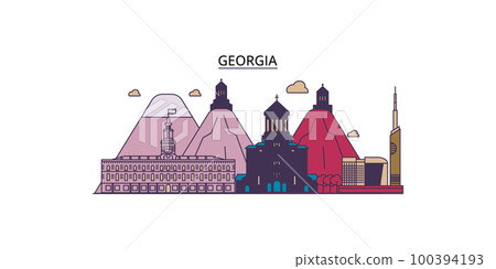 Georgia tourism landmarks, vector city travel illustration 100394193