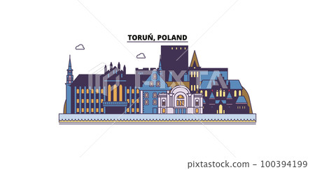 Poland, Torun tourism landmarks, vector city travel illustration 100394199