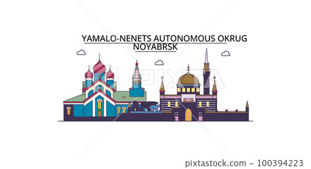 Russia, Noyabrsk tourism landmarks, vector city travel illustration Russia, Noyabrsk tourism landmarks, vector city travel illustration 100394223