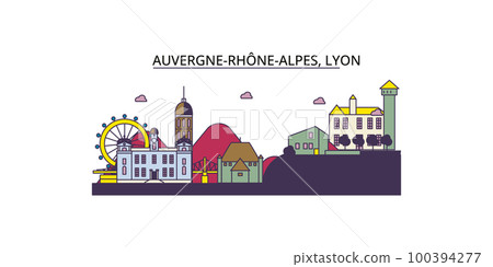 France, Lyon tourism landmarks, vector city travel illustration France, Lyon tourism landmarks, vector city travel illustration 100394277