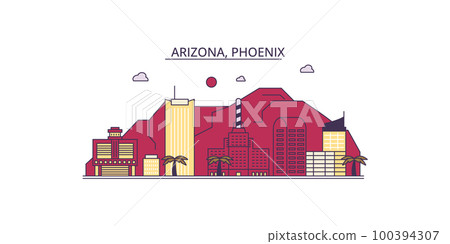 United States, Phoenix tourism landmarks, vector city travel illustration 100394307