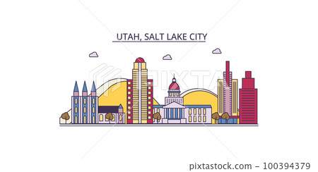 United States, Salt Lake City tourism landmarks, vector city travel illustration 100394379