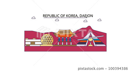 South Korea, Daejon tourism landmarks, vector city travel illustration South Korea, Daejon tourism landmarks, vector city travel illustration 100394386