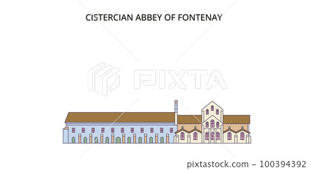 France, Cistercian Abbey Of Fontenay Landmark tourism landmarks, vector city travel illustration 100394392