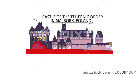Poland, Malbork tourism landmarks, vector city travel illustration Poland, Malbork tourism landmarks, vector city travel illustration 100394397
