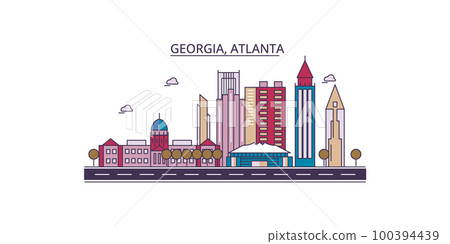 United States, Atlanta tourism landmarks, vector city travel illustration 100394439