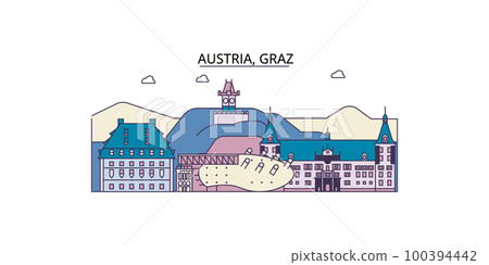 Austria, Graz tourism landmarks, vector city travel illustration Austria, Graz tourism landmarks, vector city travel illustration 100394442