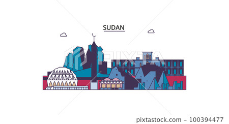 Sudan tourism landmarks, vector city travel illustration 100394477