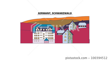 Germany, Schwarzwald tourism landmarks, vector city travel illustration 100394512