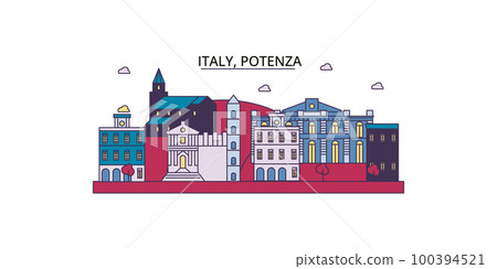 Italy, Potenza tourism landmarks, vector city travel illustration 100394521