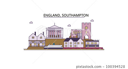 United Kingdom, Southampton tourism landmarks, vector city travel illustration 100394528