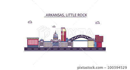 United States, Little Rock tourism landmarks, vector city travel illustration United States, Little Rock tourism landmarks, vector city travel illustration 100394529