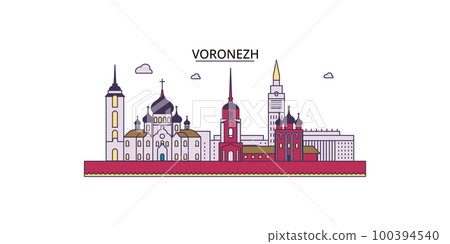 Russia, Voronezh tourism landmarks, vector city travel illustration 100394540