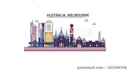 Australia, Melbourne tourism landmarks, vector city travel illustration 100394546