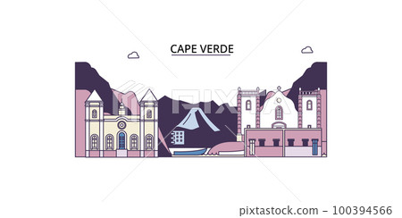 Cape Verde tourism landmarks, vector city travel illustration 100394566