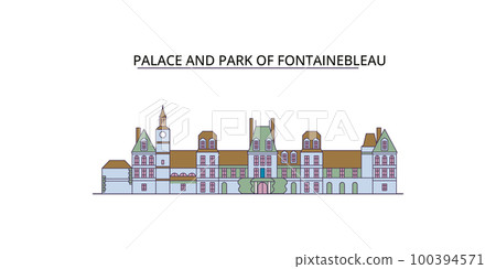 France, Fontainebleau tourism landmarks, vector city travel illustration 100394571