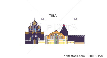 Russia, Tula tourism landmarks, vector city travel illustration 100394583