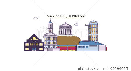 United States, Nashville tourism landmarks, vector city travel illustration United States, Nashville tourism landmarks, vector city travel illustration 100394625