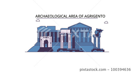 Italy, Agrigento tourism landmarks, vector city travel illustration 100394636