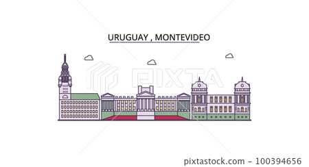 Uruguay , Montevideo tourism landmarks, vector city travel illustration 100394656