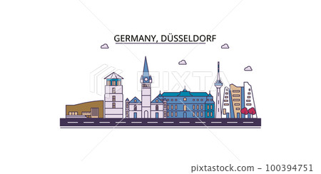 Germany, Dusseldorf tourism landmarks, vector city travel illustration 100394751