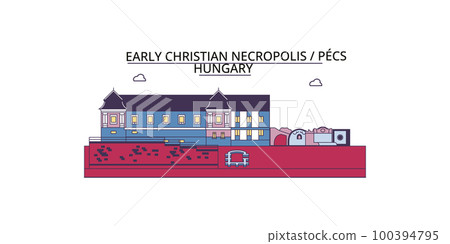 Hungary, Pecs, Early Christian Necropolis tourism landmarks, vector city travel illustration Hungary, Pecs, Early Christian Necropolis tourism landmarks, vector city travel illustration 100394795