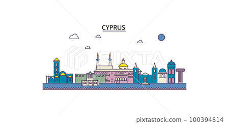 Cyprus tourism landmarks, vector city travel illustration Cyprus tourism landmarks, vector city travel illustration 100394814