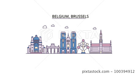 Belgium, Brussels tourism landmarks, vector city travel illustration 100394912