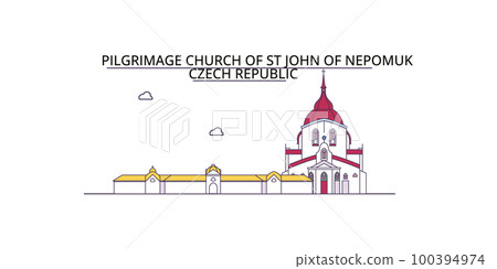 Czech Republic, Pilgrimage Church Of St John Of Nepomuk tourism landmarks, vector city travel illustration 100394974