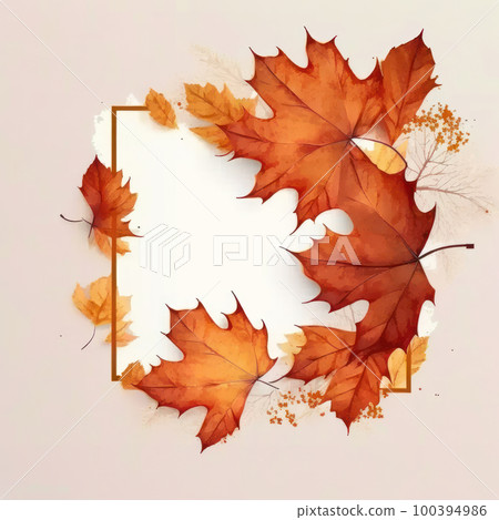 Maple leaf background in orange autumn. Illustration AI Generative 100394986