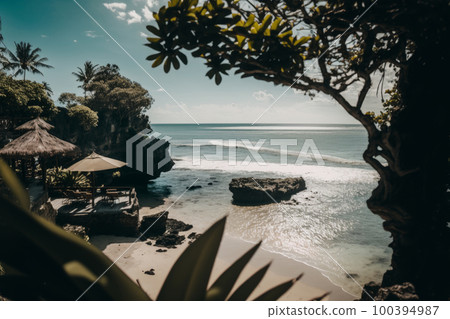 Bali beach natural background. Illustration AI Generative 100394987