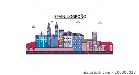 Spain, Logrono tourism landmarks, vector city travel illustration 100395028