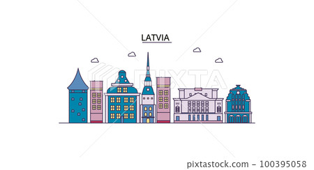 Latvia tourism landmarks, vector city travel illustration 100395058