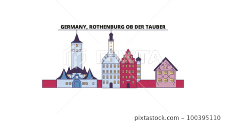 Germany, Rothenburg Ob Der Tauber tourism landmarks, vector city travel illustration 100395110