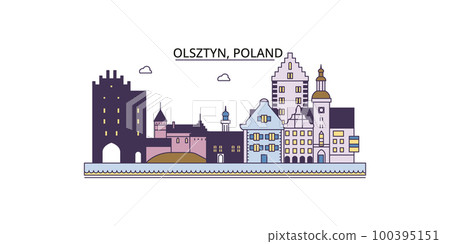 Poland, Olsztyn tourism landmarks, vector city travel illustration 100395151