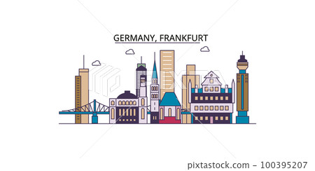 Germany, Frankfurt tourism landmarks, vector city travel illustration 100395207