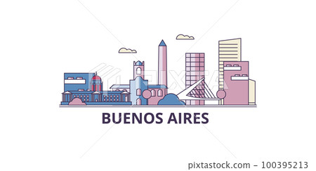 Argentina, Buenos Aires City tourism landmarks, vector city travel illustration Argentina, Buenos Aires City tourism landmarks, vector city travel illustration 100395213
