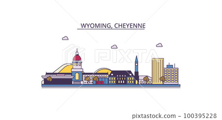 United States, Cheyenne tourism landmarks, vector city travel illustration United States, Cheyenne tourism landmarks, vector city travel illustration 100395228