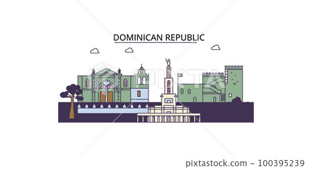 Dominican Republic tourism landmarks, vector city travel illustration 100395239