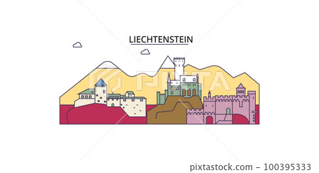 Liechtenstein tourism landmarks, vector city travel illustration Liechtenstein tourism landmarks, vector city travel illustration 100395333
