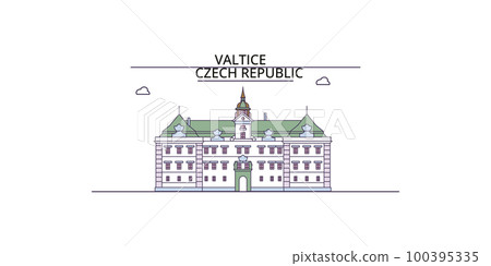Czech Republic, Valtice tourism landmarks, vector city travel illustration Czech Republic, Valtice tourism landmarks, vector city travel illustration 100395335
