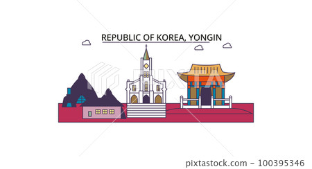 South Korea, Yongin tourism landmarks, vector city travel illustration 100395346