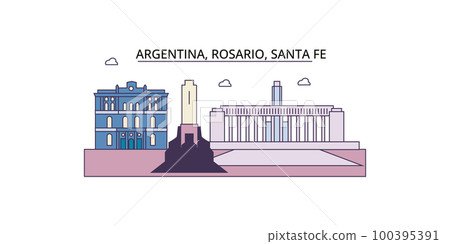 Argentina, Rosario tourism landmarks, vector city travel illustration 100395391