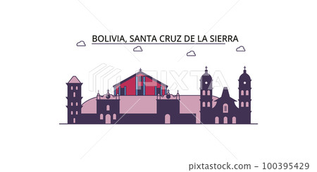 Bolivia, Santa Cruz De La Sierra tourism landmarks, vector city travel illustration Bolivia, Santa Cruz De La Sierra tourism landmarks, vector city travel illustration 100395429