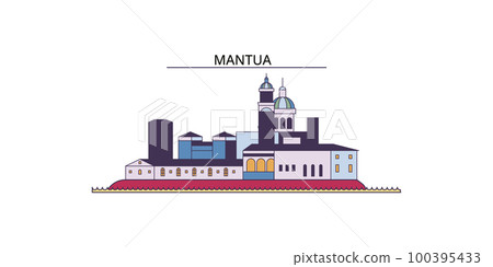 Italy, Mantua tourism landmarks, vector city travel illustration 100395433